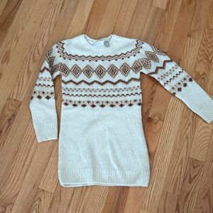 Cream and Brown Fairisle Sweater Dress